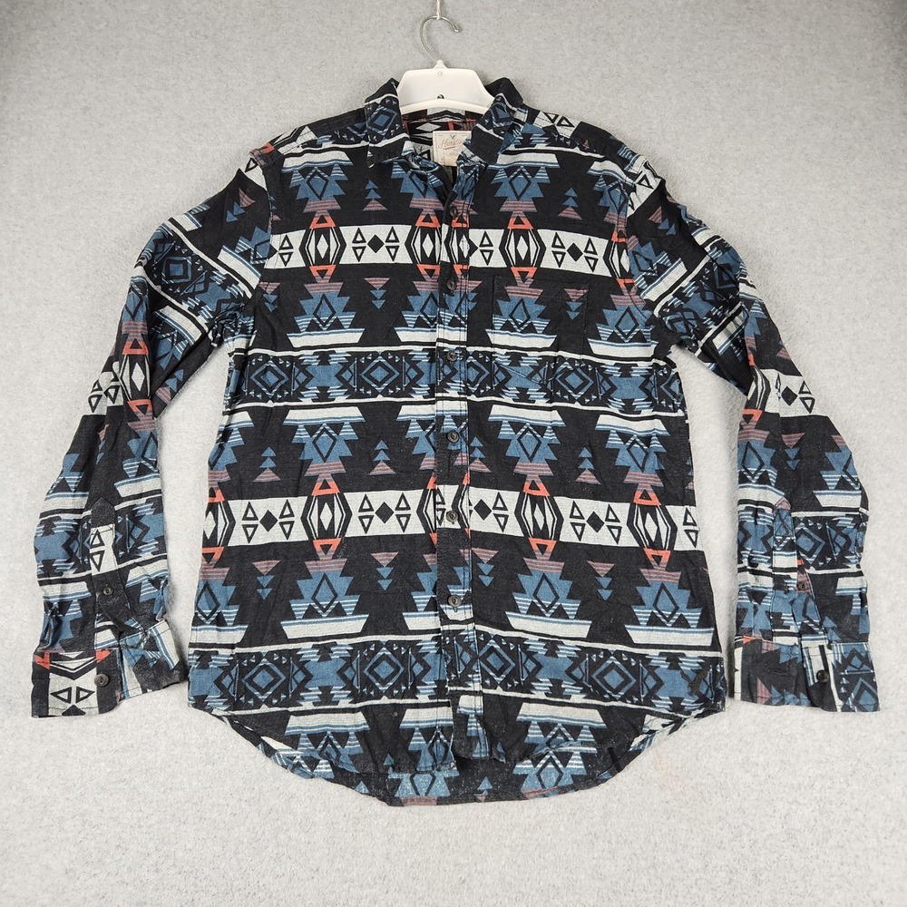 American Eagle Heritage Flannel Shirt Mens Medium Black Geometric Southwestern